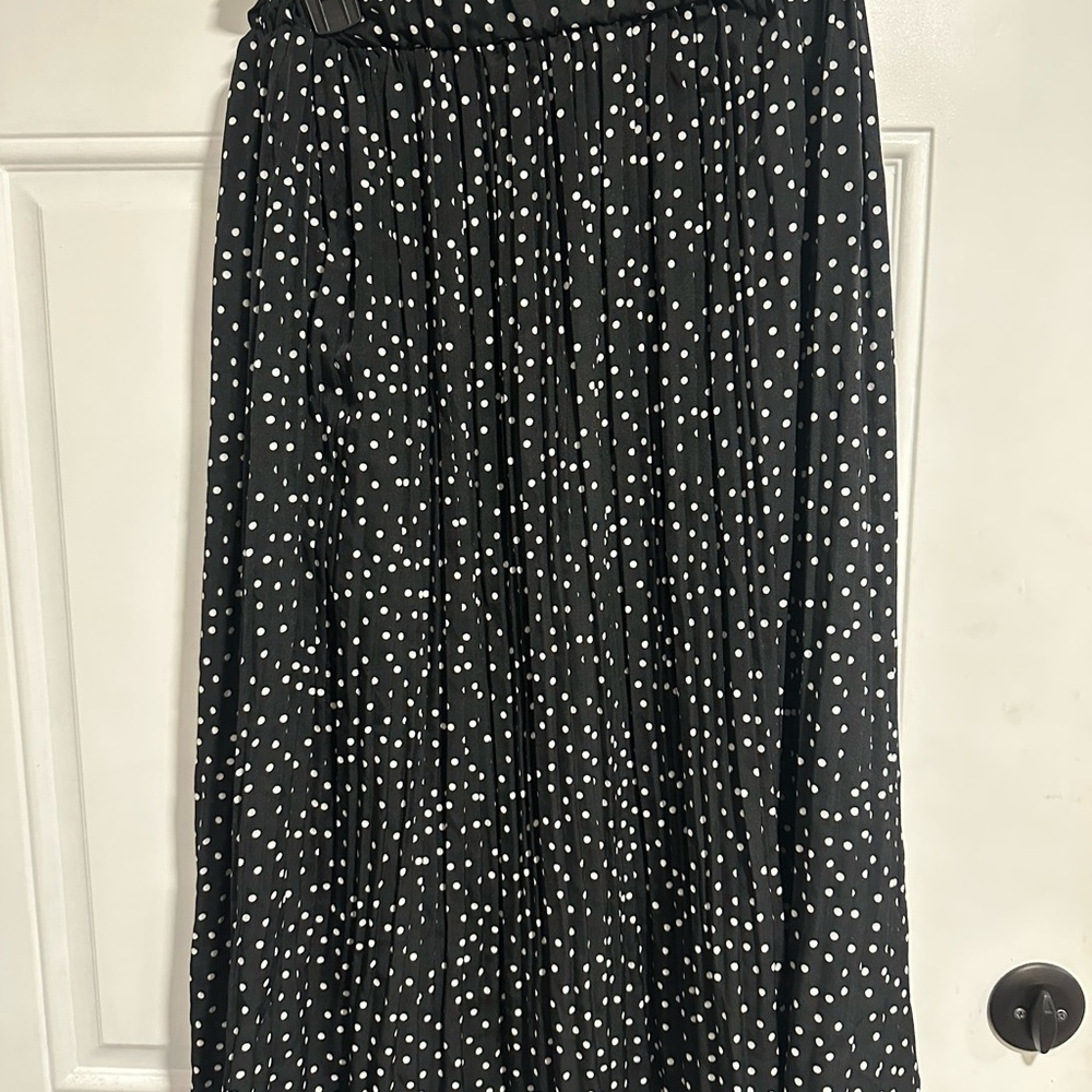 Chic Black A-Line Skirt with White Dots
